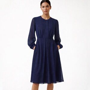 Judith & Charles Navy Swiss Dot Dress